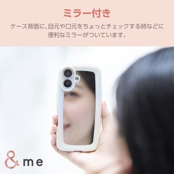 iPhone16 ケース ハイブリッド 衝撃吸収 軽量 薄型 カメラ周り保護 ストラップホール付 背面ミラー調 &me エレコム