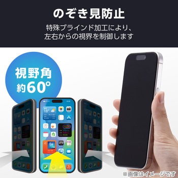 iPhone16 フィルム アンチグレア 衝撃吸収 覗き見防止 左右180°視線ブロック バーコード決済対応 エレコム