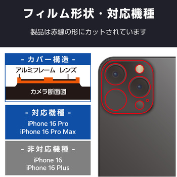 iPhone16 Pro/16 Pro Max カメラカバー アルミフレーム カメラレンズ周り保護カバー エレコム