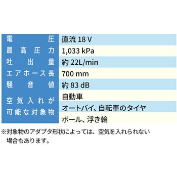 充電式電動空気入れ 18V共通バッテリーシリーズ YAMAZEN(山善)