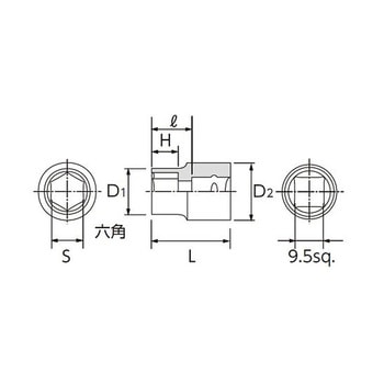 3/8"DRx ソケット 六角 EA618PKシリーズ エスコ