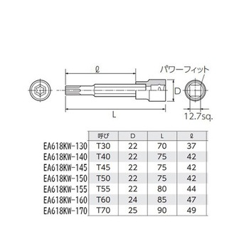 1/2"DR/T[TORX]ビットソケットセット EA618RSシリーズ エスコ