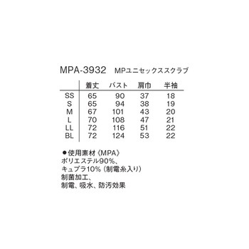 MPユニセックススクラブ ネイビー MPA-3932シリーズ ナガイレーベン
