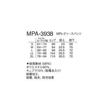 MPレディースパンツ プラム MPA-3938シリーズ ナガイレーベン