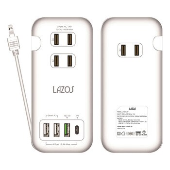 電源タップ AC×3 USB-A×3 C×1 PD対応 折り畳み式 5個セット L-PSACシリーズ Lazos