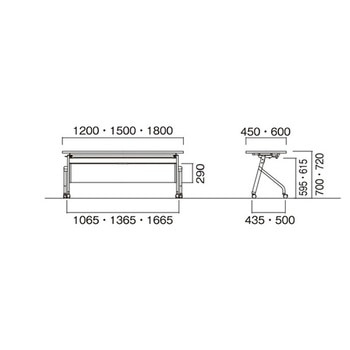 ミーティングテーブル パネル付 1800×450×720mm LCJ-1845HPシリーズ ニシキ工業