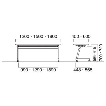 ミーティングテーブル L型脚部 パネルなし 1800×600×720mm LCL-1860Hシリーズ ニシキ工業