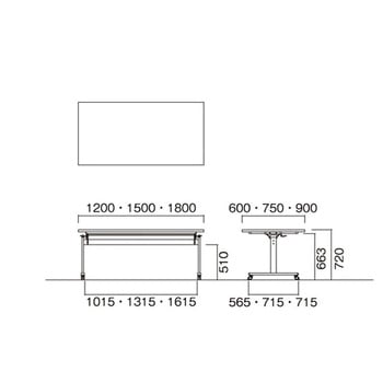 ミーティングテーブル 角型 1200×900×720mm TOV-H1290Kシリーズ ニシキ工業