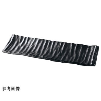 メラミン ひねりナタ目長角皿 黒マット 福井クラフト