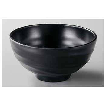 メラミン ロクロ目 ひねり麺鉢 黒マット 福井クラフト