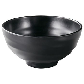 メラミン ロクロ目 ひねり麺鉢 黒マット 福井クラフト