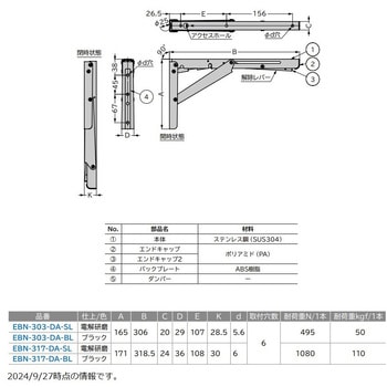 ステンレス 折りたたみ棚受 スガツネ工業