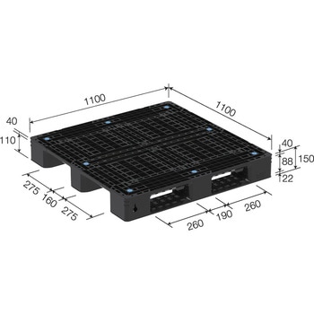 パレットD4-1111-18 再生ブラック サンコー(三甲)