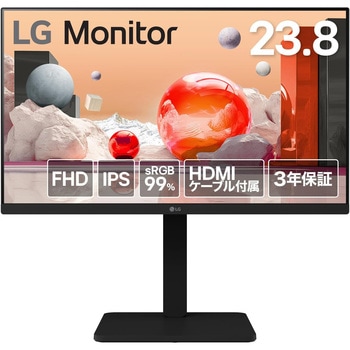 23.8インチ 液晶ディスプレイ(1920x1080/IPS/アンチグレア/D-Sub/HDMI/DP/100Hz/チルト/スイベル/高さ調整/ピボット/3年保証) LG