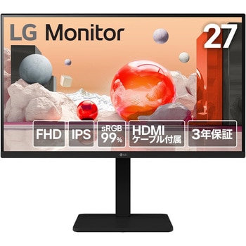 27インチ 液晶ディスプレイ(1920x1080/IPS/アンチグレア/D-Sub/HDMI/DP/100Hz/チルト/スイベル/高さ調整/ピボット/3年保証) LG