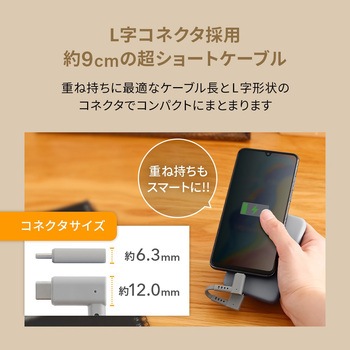 超ショートで断線に強い 急速充電3A/データ転送対応 USB Type-A to USB Type-C L字コネクター ケーブル OWLTECH(オウルテック)