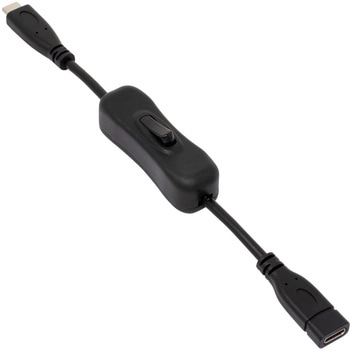 PD100W対応 USB3.2Gen1 Type-C 電源スイッチケーブル 20cm アイネックス