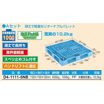 樹脂パレット台車(取手付タイプ/樹脂パレット付) サカエ