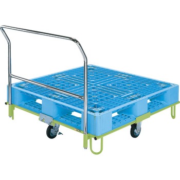 樹脂パレット台車(取手付タイプ/樹脂パレット付) サカエ