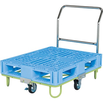 樹脂パレット台車(取手付タイプ/樹脂パレット付) サカエ