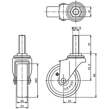 EA-65U M12�~P1.75 �S�[���h�L���X�^�[EA(�E���^���ԗ�) �������p �y�׏d�^�C�v �l�W���� 05582237