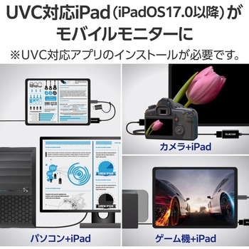 変換アダプタ HDMIキャプチャユニット ( HDMI to Type-C + USB A 変換 ) 1080P 30Hz 小型 軽量 ブラック エレコム