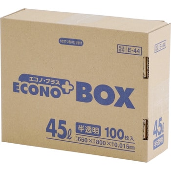 E-44 ゴミ袋 45L 半透明 (エコノプラスBOX) 日本サニパック 100枚入 ...
