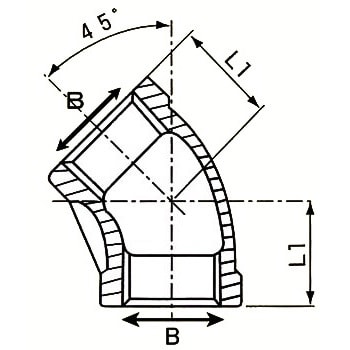 45°L 45°エルボ ステンレス製ねじ込み管継手 1個 吉年 【通販サイト