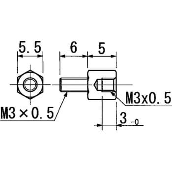 MB3-5 六角オネジ・メネジ(Mタイプ)黄銅六角スペーサーオネジメネジ 1 
