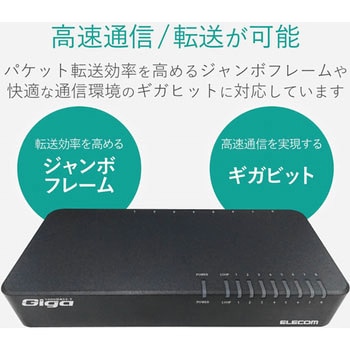 スイッチングハブ 1000BASE-T対応 8ポート プラスチック筐体 電源内蔵 小型 EU RoHS指令 マグネット エレコム
