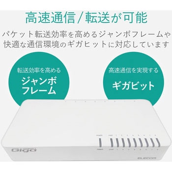 スイッチングハブ 1000BASE-T対応 8ポート プラスチック筐体 電源内蔵 小型 EU RoHS指令 マグネット エレコム