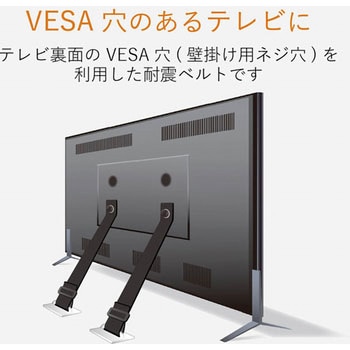 耐震ベルト テレビ用 ネジどめタイプ 2本入 固定器具 長さ調整可能 地震対策 転倒防止 防災用品 取り付け簡単 エレコム
