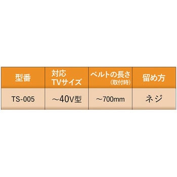 耐震ベルト テレビ用 ネジどめタイプ 2本入 固定器具 長さ調整可能 地震対策 転倒防止 防災用品 取り付け簡単 エレコム PCセーフティ用品  【通販モノタロウ】