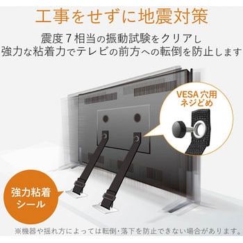 耐震ベルト テレビ用 ネジどめタイプ 2本入 固定器具 長さ調整可能 地震対策 転倒防止 防災用品 取り付け簡単 エレコム