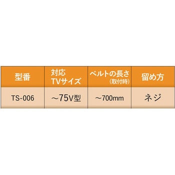 耐震ベルト テレビ用 ネジどめタイプ 2本入 固定器具 長さ調整可能 地震対策 転倒防止 防災用品 取り付け簡単 エレコム