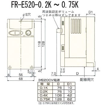 FR-E520-0.2K インバータ FREQROL-E500シリーズ 1台 三菱電機 【通販