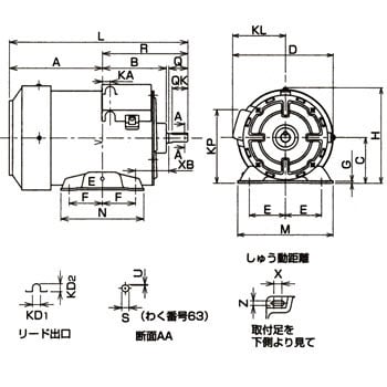 SF-JR-4P-0.2KW 標準三相モートル 全閉外扇屋内形 1台 三菱電機 【通販