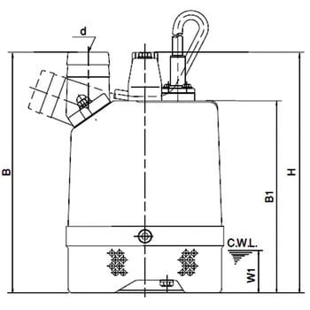 一般工事排水用水中ハイスピンポンプ LB型 非自動形 単相100V 吐出口径40mm LB-250