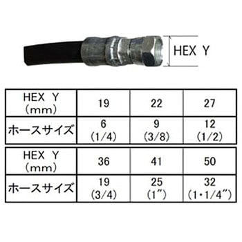 中圧ホース L35 9(両端金具1004) 最高使用圧力3.5MPa ねじ径G(PF)3/8長さ600mm