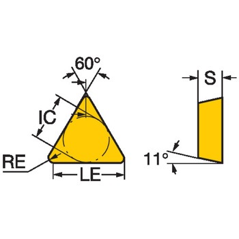 旋削ポジ    TP□□型-11(三角形60°)R0.8 被削材K/N/S/H サンドビック