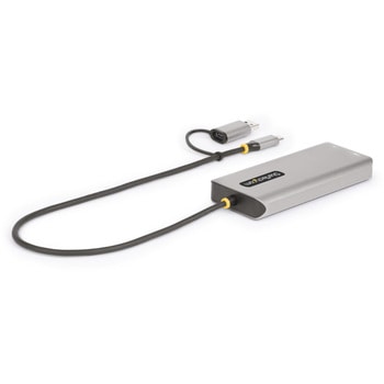 マルチポートアダプター/USB-C + A接続/デュアルモニター/4K30Hz + 1080p 60Hz HDMI/3x USB-A/40cm 一体型ケーブル/各種OS対応/Type-C ドッキングステーション/多機能ハブ StarTech.com
