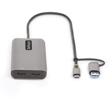 マルチポートアダプター/USB-C + A接続/デュアルモニター/4K30Hz + 1080p 60Hz HDMI/3x USB-A/40cm 一体型ケーブル/各種OS対応/Type-C ドッキングステーション/多機能ハブ StarTech.com
