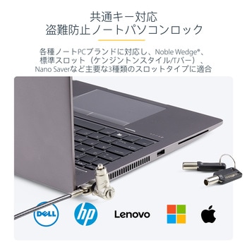 セキュリティーワイヤーロック/ケーブル長2m/シリンダー錠/25個セット 統一キー4本付属/標準、Noble Wedge、Nano Saverスロット対応/盗難対策 PC パソコンロック ケーブル StarTech.com