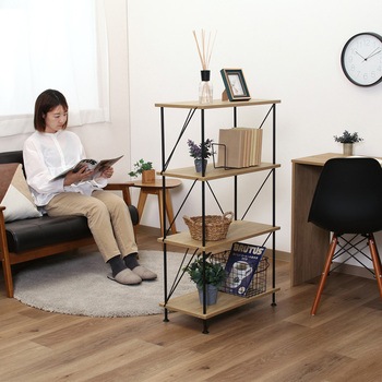 EZBOツイストロック オープンラック4段 OAK NA 不二貿易