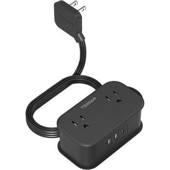 薄型電源タップ 延長コード1m 4AC+2USB-A+1USB-C TESSAN
