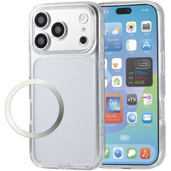 iPhone 18 Pro / 17 Pro ケース ハイブリッド 衝撃吸収 ワイヤレス充電可 磁力装着対応メタルリング付 傷自己修復 エレコム