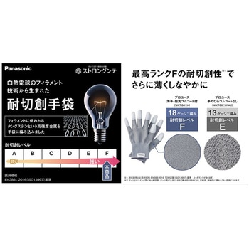 ストロングンテ タングステン切創手袋 薄手・指先ゴムコート付 (プロユース) Panasonic(パナソニック)