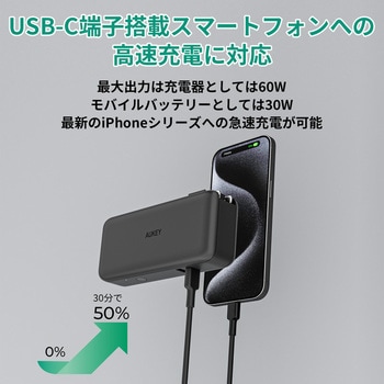 モバイルバッテリー搭載AC充電器 AUKEY(オーキー)