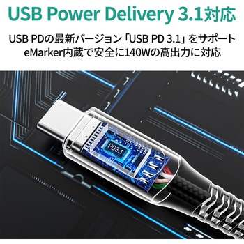 140W USB-C TO Cケーブル 2M AUKEY(オーキー)
