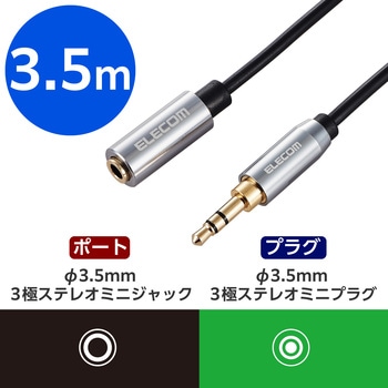 イヤホン ヘッドホン 延長コード 3.5mm 3極 【ステレオミニプラグ to ステレオミニジャック】 3.5m エレコム